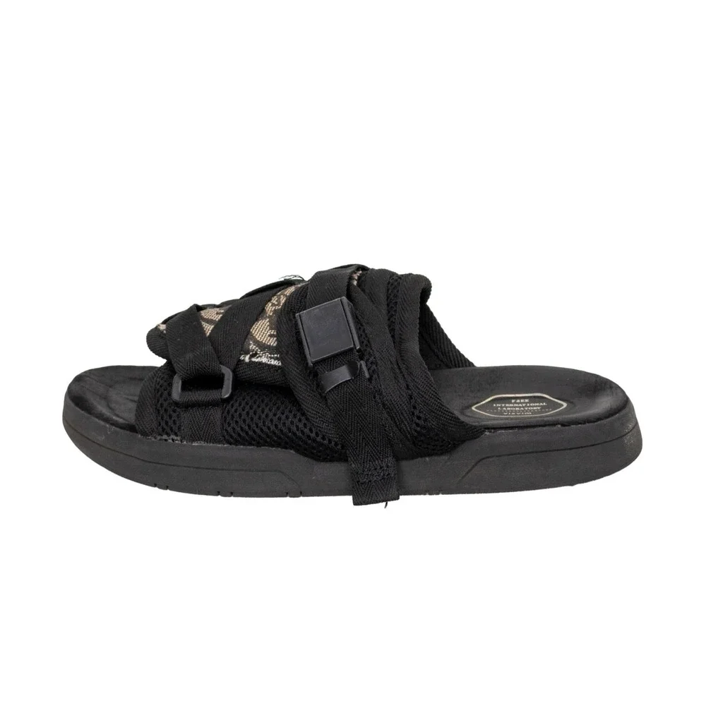 Visvim FREE INTERNATIONAL LABORATORY CUBISM Black Strap Slide Sandals Men US 8.5